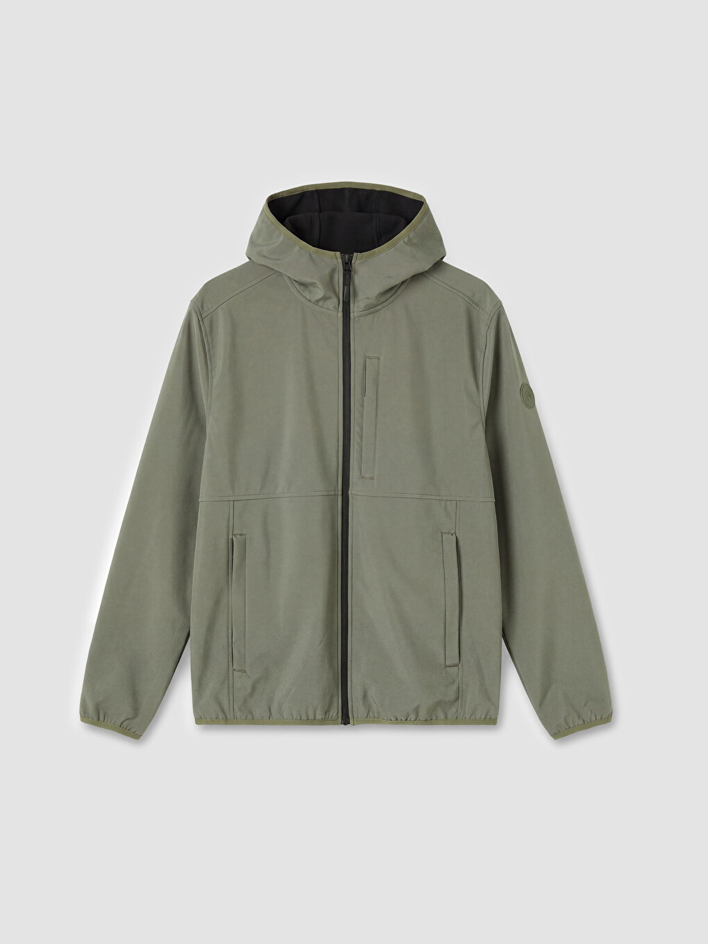 Mashkull Ngjyre Kaki Anorak-5