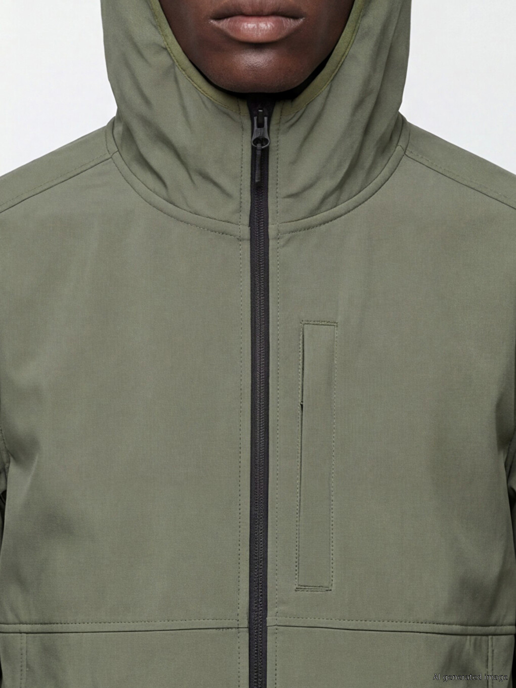 Mashkull Ngjyre Kaki Anorak-2