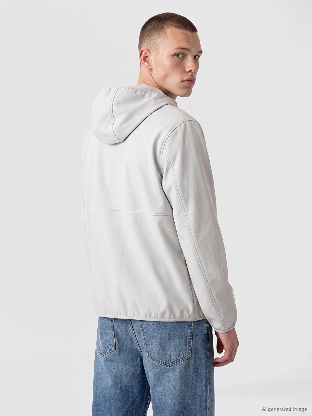 Gri Regular Fit Kapüşonlu Erkek Ceket-4