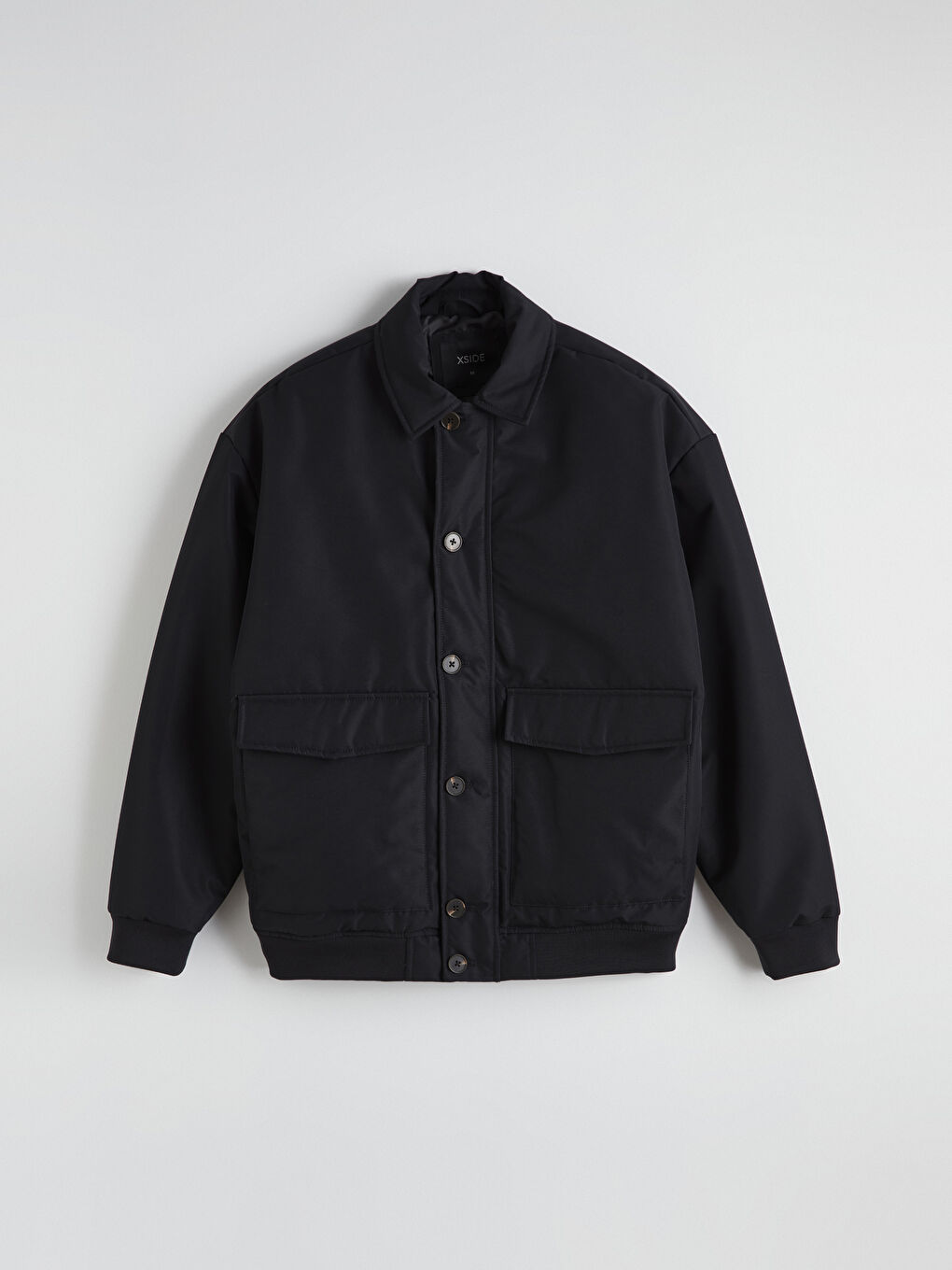 Παλτό με χαλαρή εφαρμογή και κολάρο πουκαμίσου για άνδρες-5