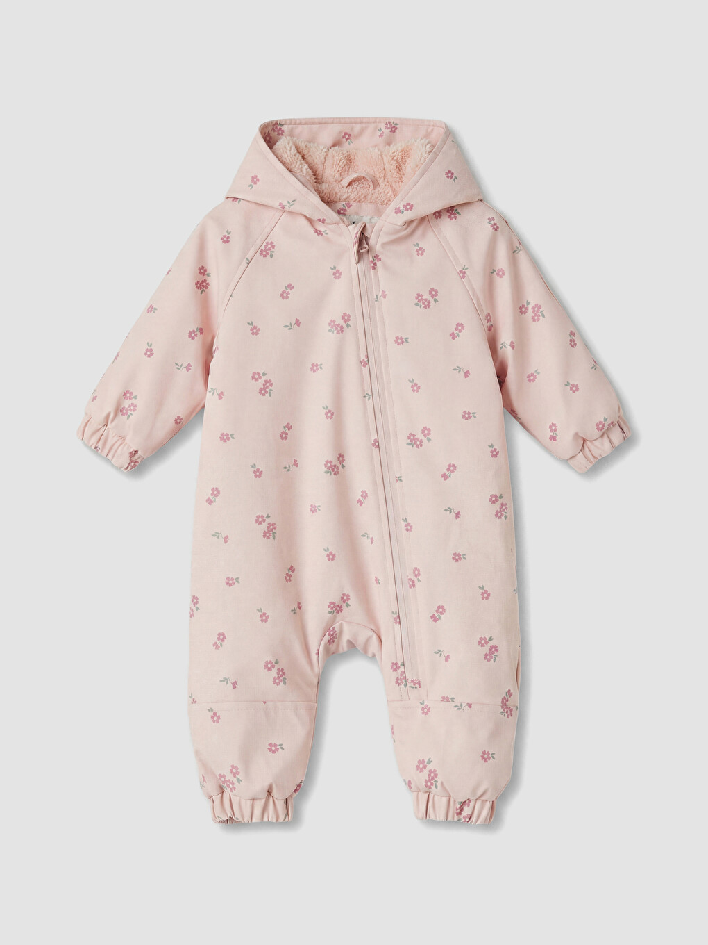 Flower Patterned Hooded Baby Girls' Astronaut Jacket