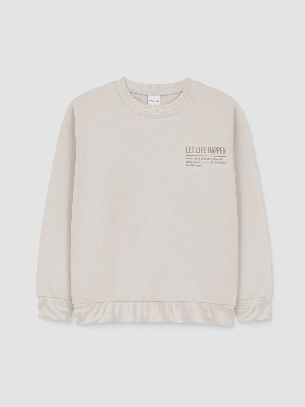 Gri Bisiklet Yaka Baskılı Erkek Çocuk Sweatshirt