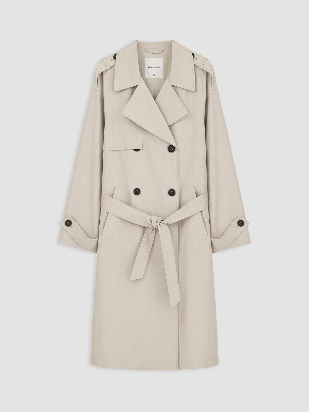 Bej Kuşaklı Kadın Gabardin Trençkot-4