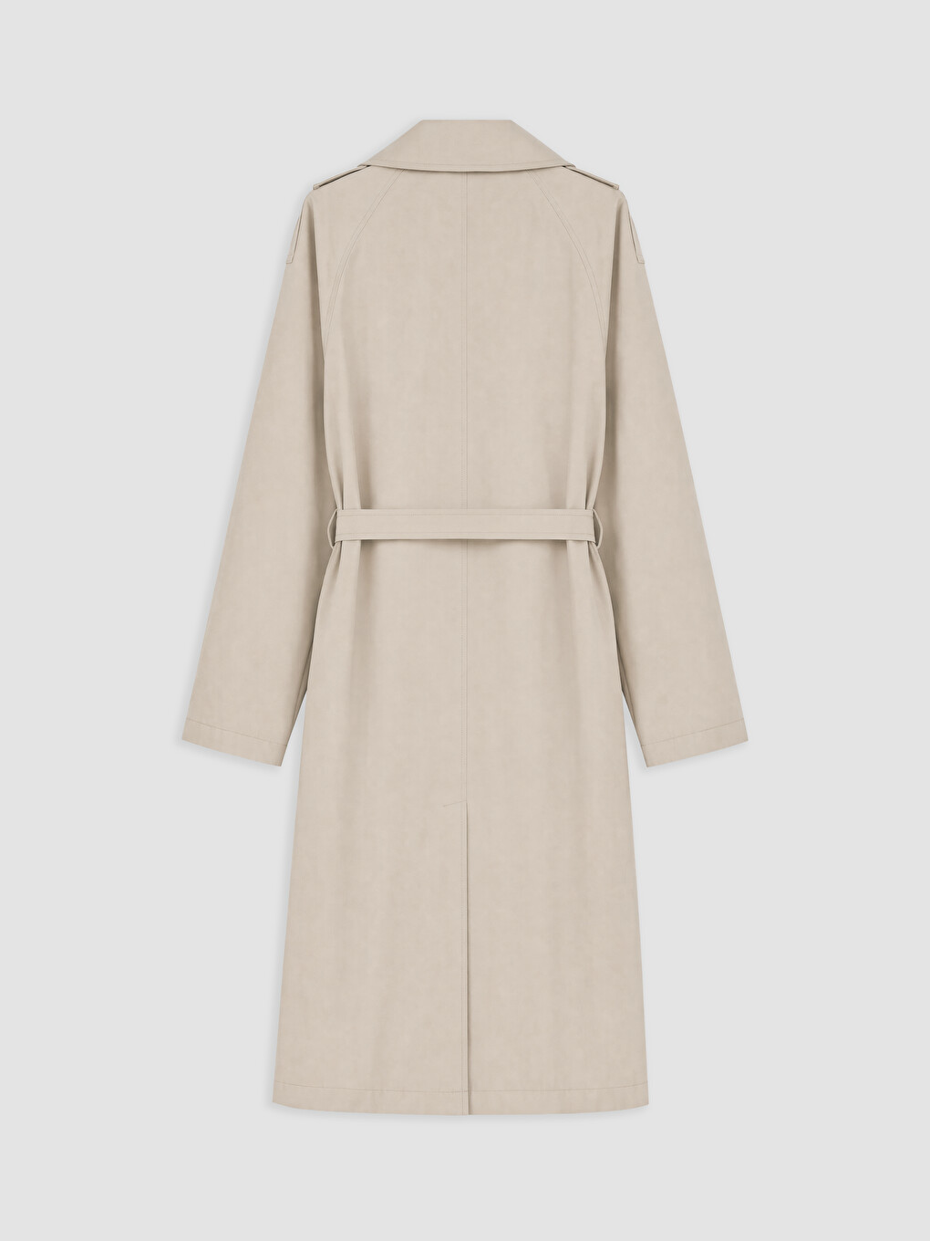 Bej Kuşaklı Kadın Gabardin Trençkot-5