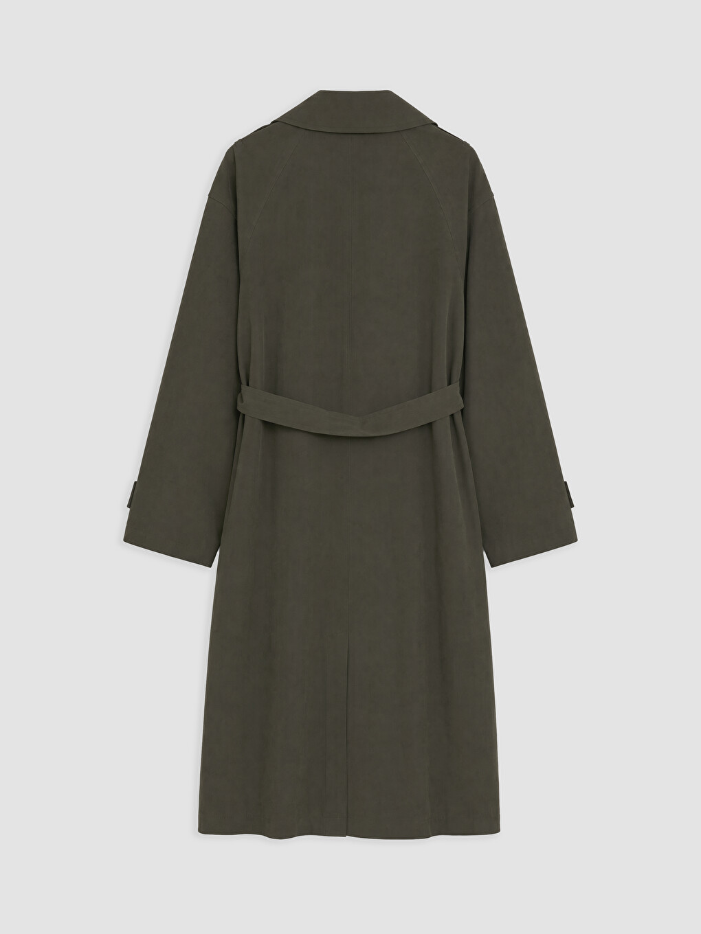 Haki Kuşaklı Kadın Gabardin Trençkot-5