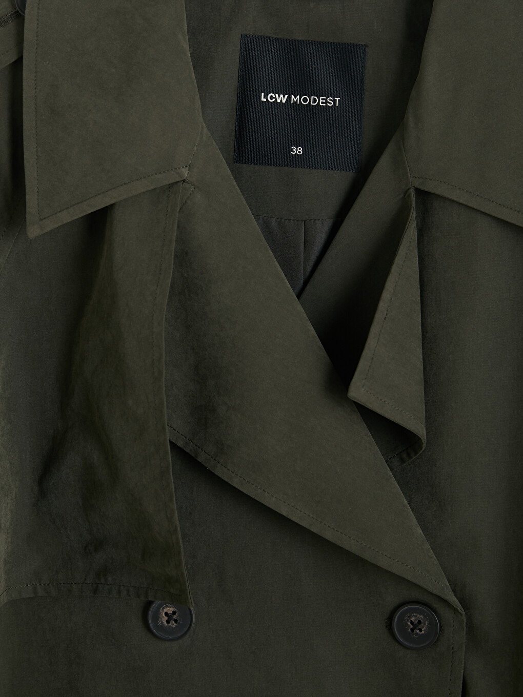 Haki Kuşaklı Kadın Gabardin Trençkot-6