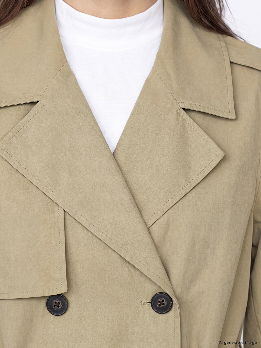Double Breasted Collar Belted Women's Trench Coat-1