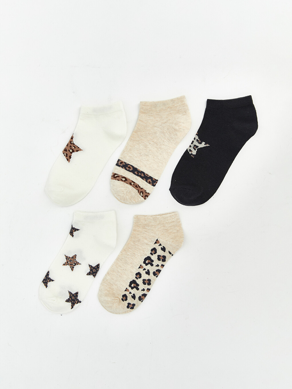 Patterned Women's Trainer Socks 5 Pack