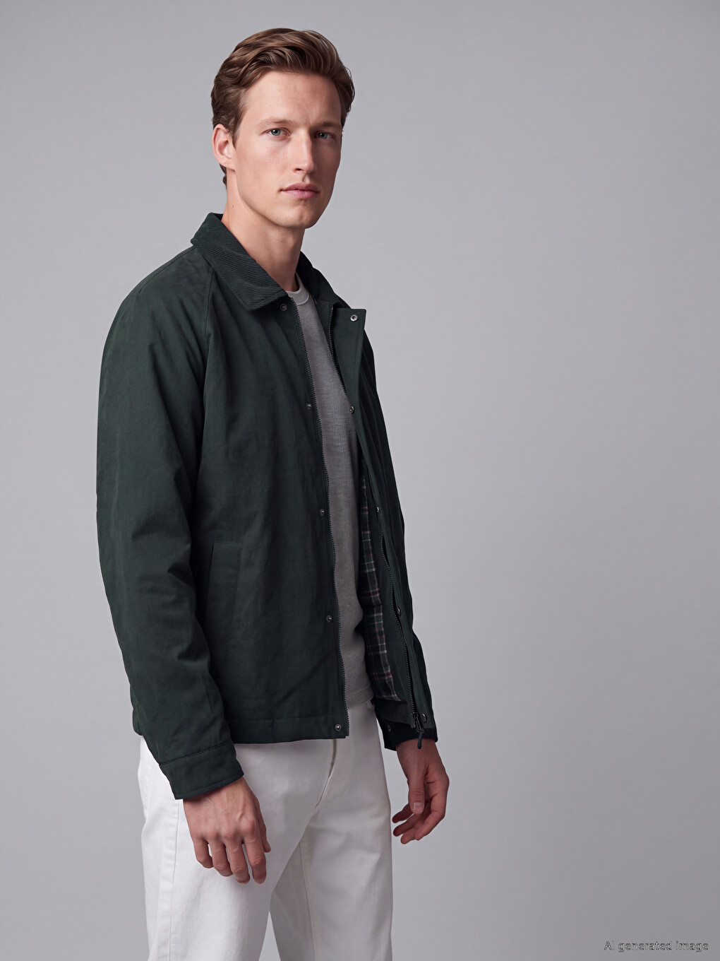 Regular Fit Velvet Collar Men's Jacket