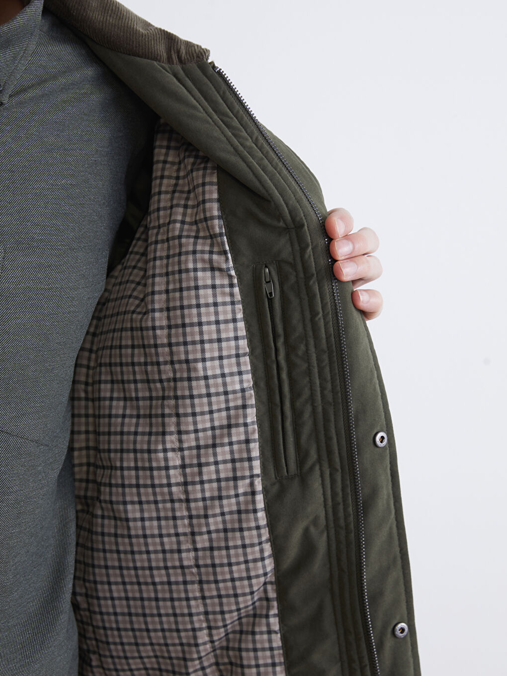 Мужчины Хаки Пиджак-3