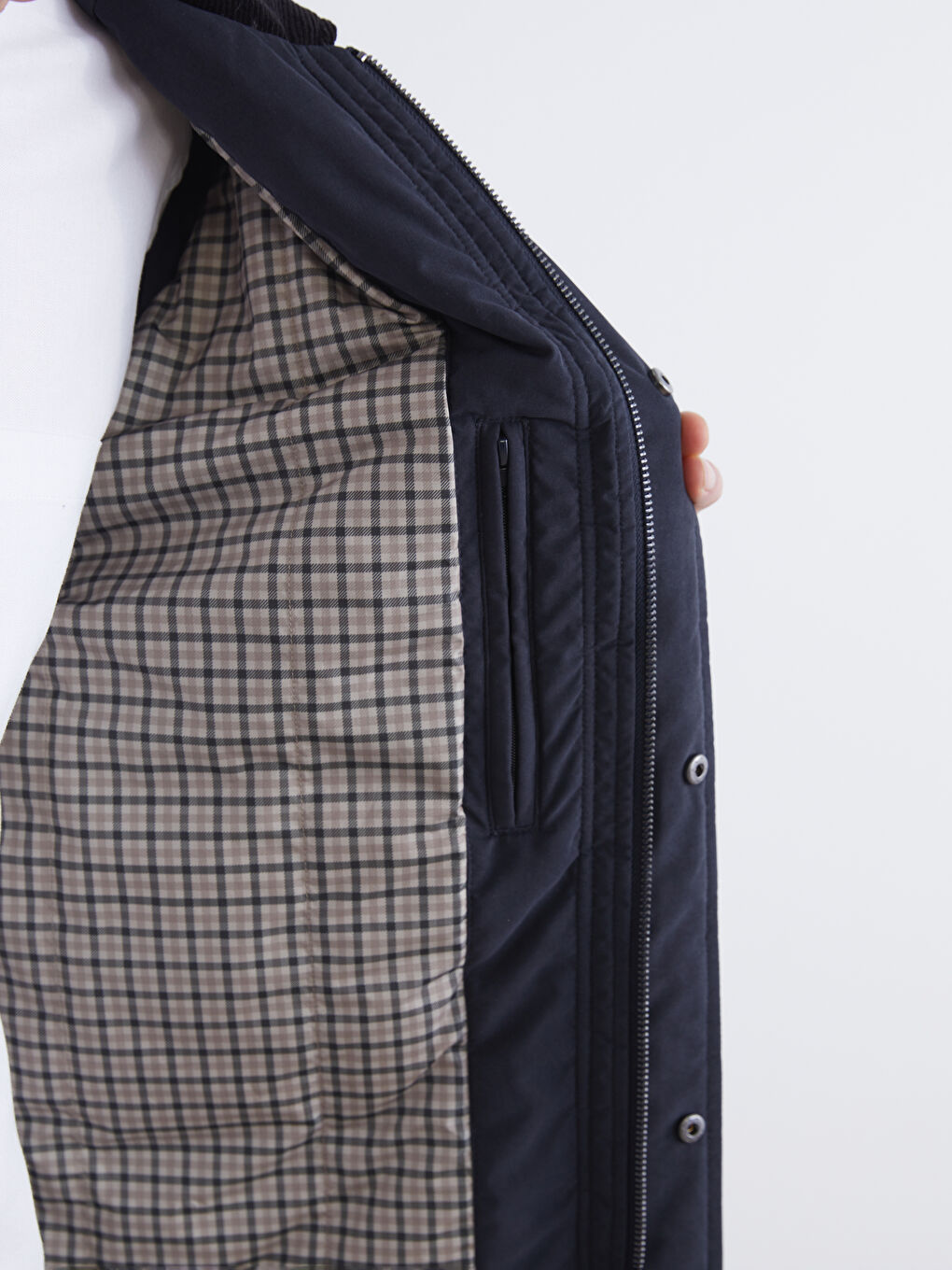 Lacivert Kadife Gömlek Yaka Erkek Ceket-3