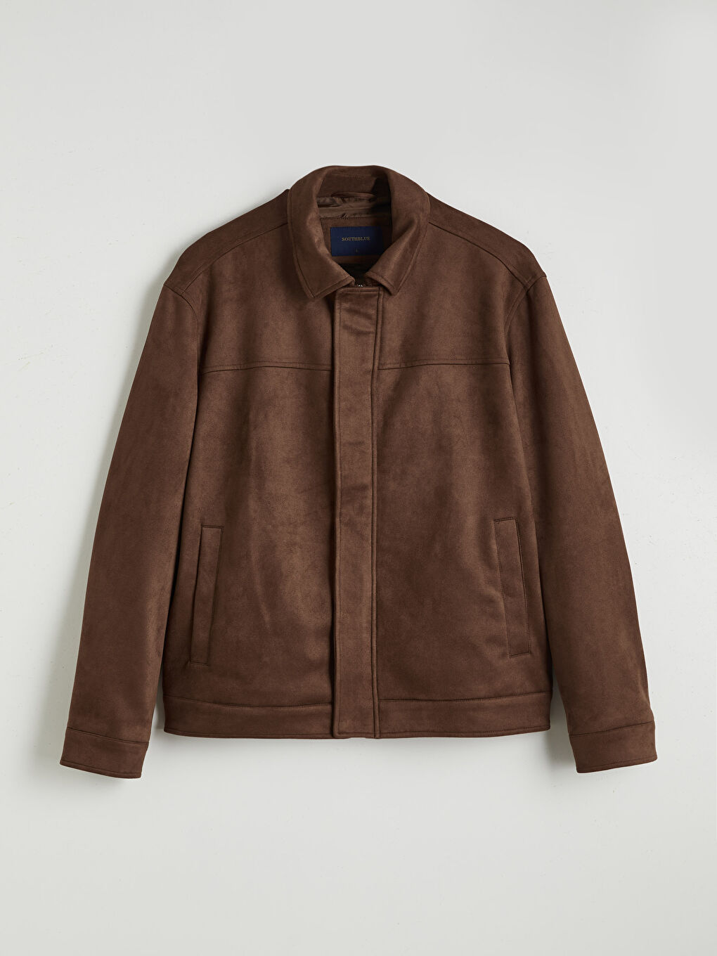 Kahverengi Gömlek Yaka Süet Görünümlü Erkek Mont-5