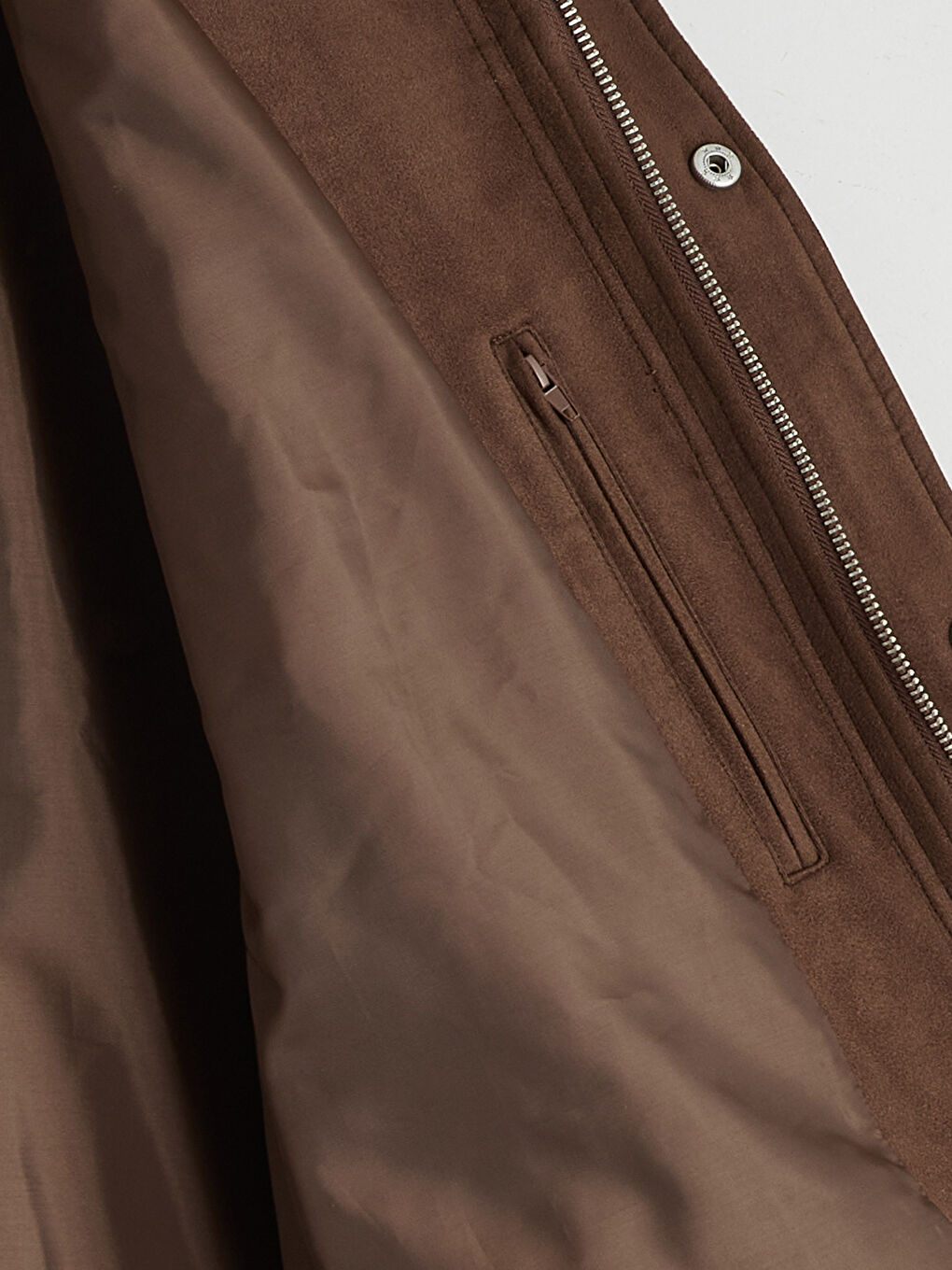 Kahverengi Gömlek Yaka Süet Görünümlü Erkek Mont-6