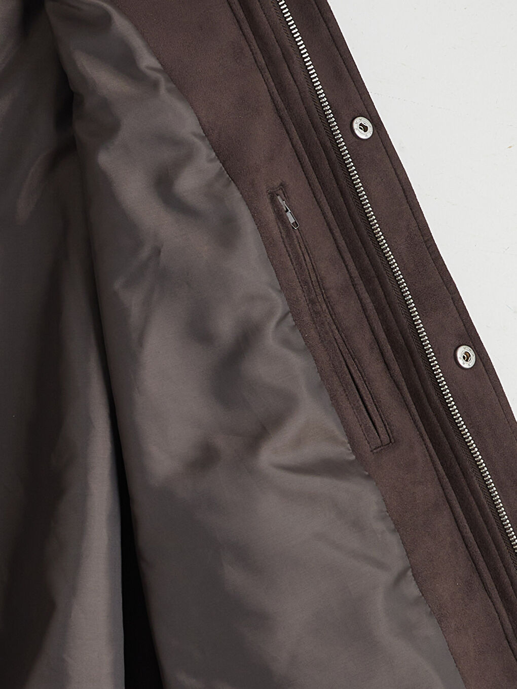 Kahverengi Gömlek Yaka Süet Görünümlü Erkek Mont-6