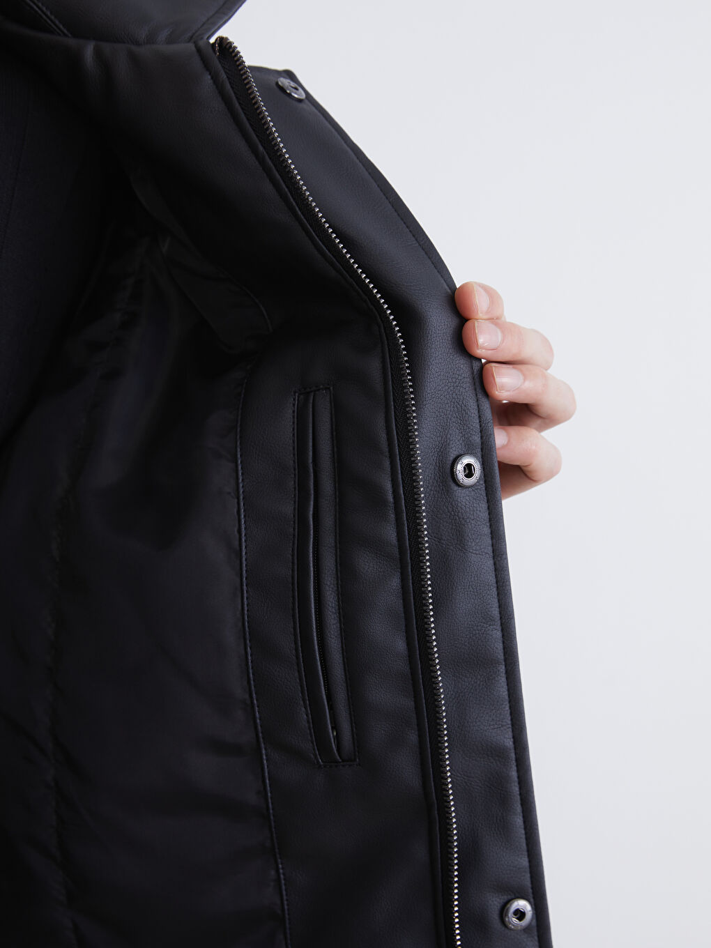 түзу пішімді жағалы ерлер пальтосы-2