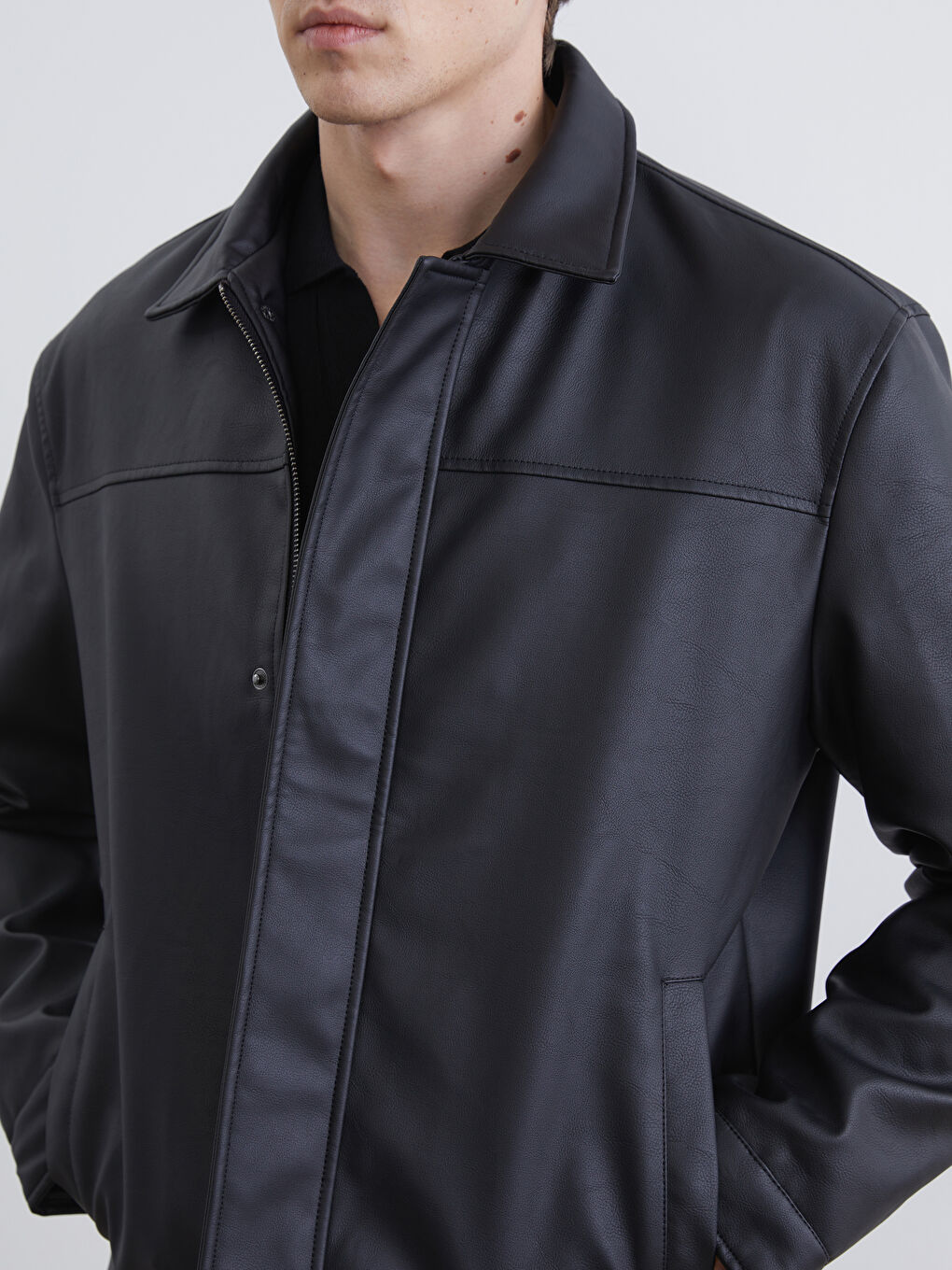 түзу пішімді жағалы ерлер пальтосы-3