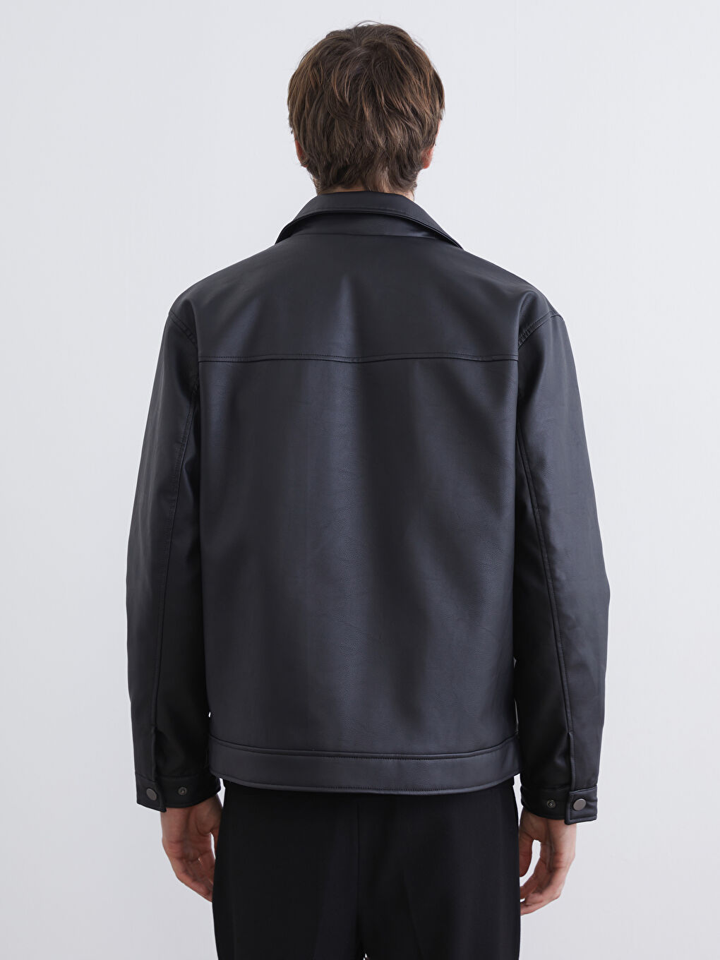 түзу пішімді жағалы ерлер пальтосы-4