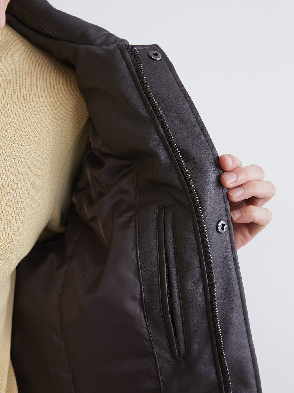 түзу пішімді жағалы ерлер пальтосы-3