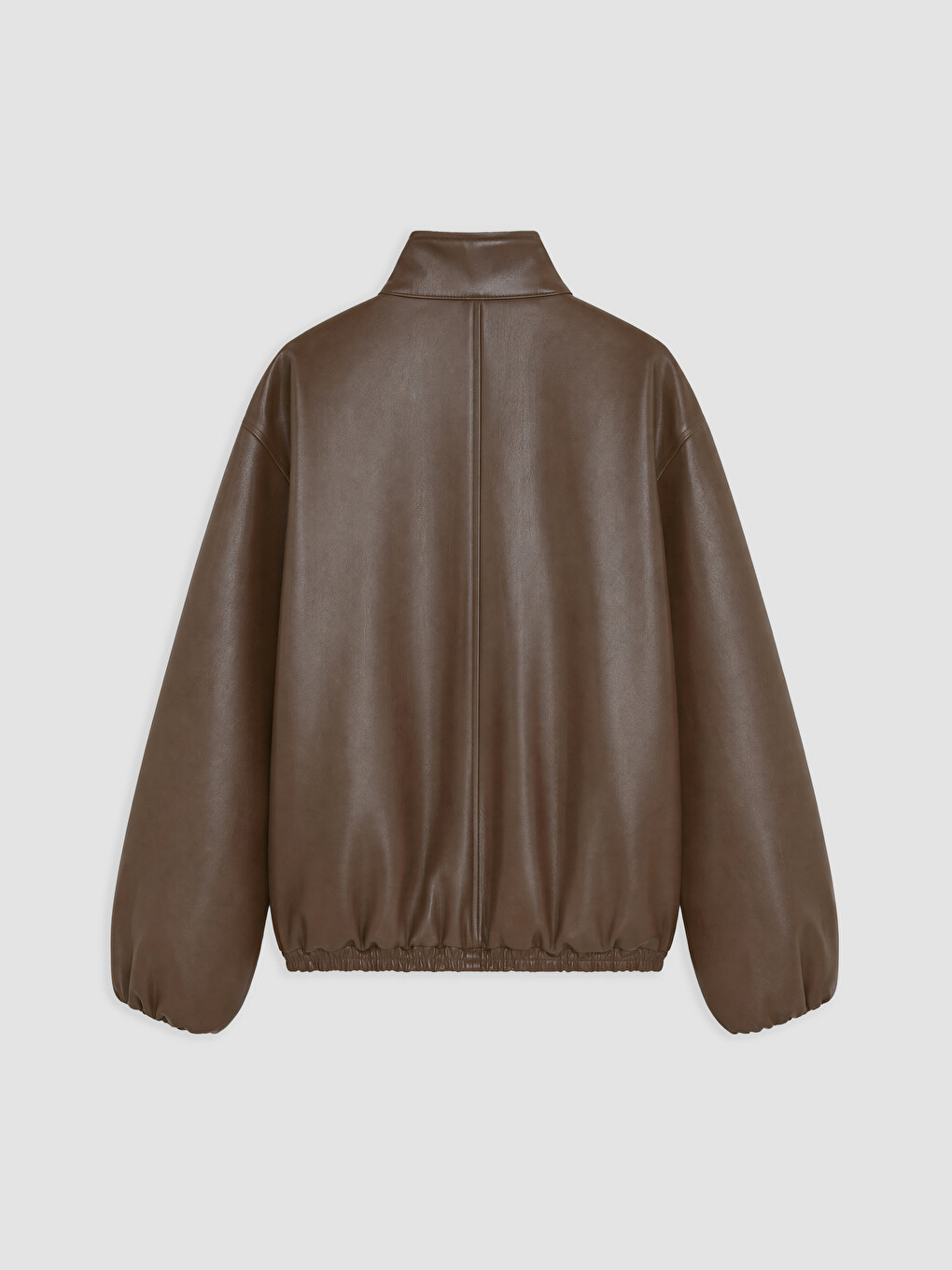 Mock Neck Oversize Women's Faux Leather Coat-6
