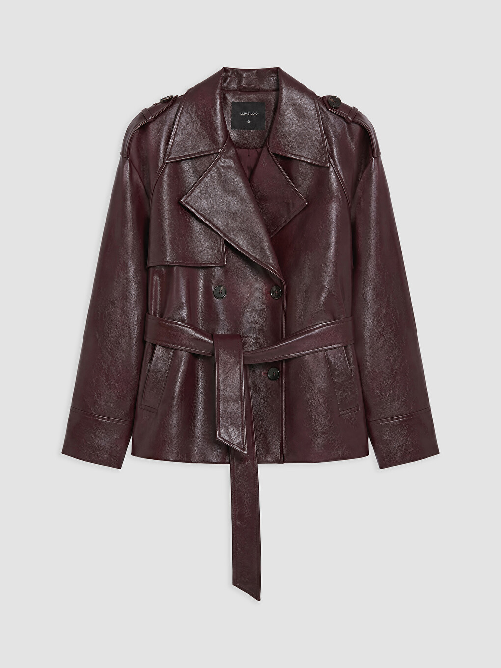 Woman Plum Faux Leather Jacket-4