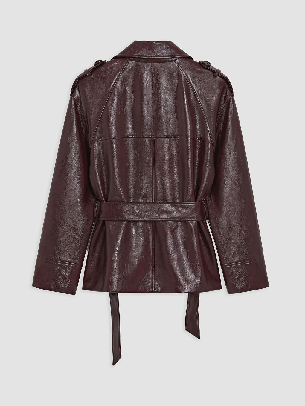 Woman Plum Faux Leather Jacket-5