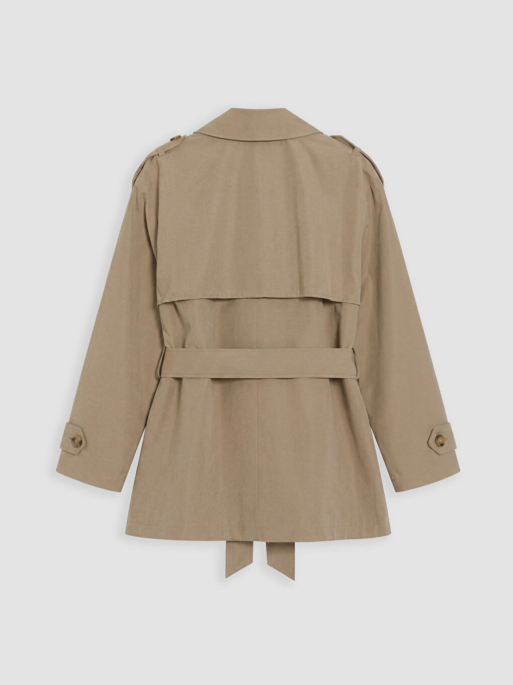 Double Breasted Collar Sash Women's Trench Coat-4