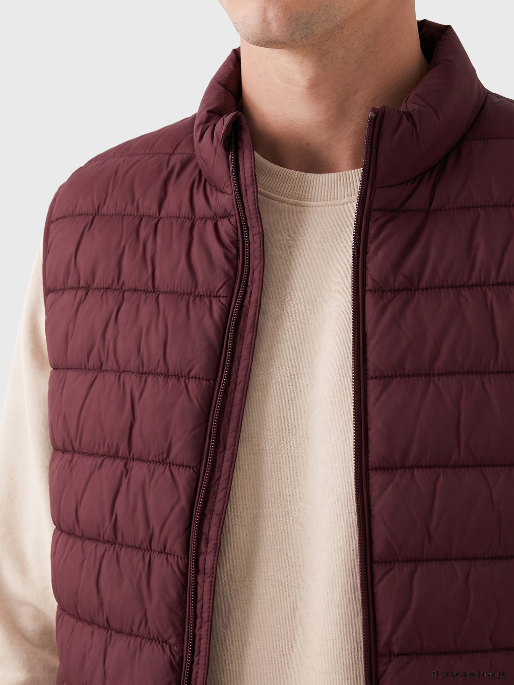 Bordo Regular Fit Dik Yaka Erkek Şişme Yelek-2