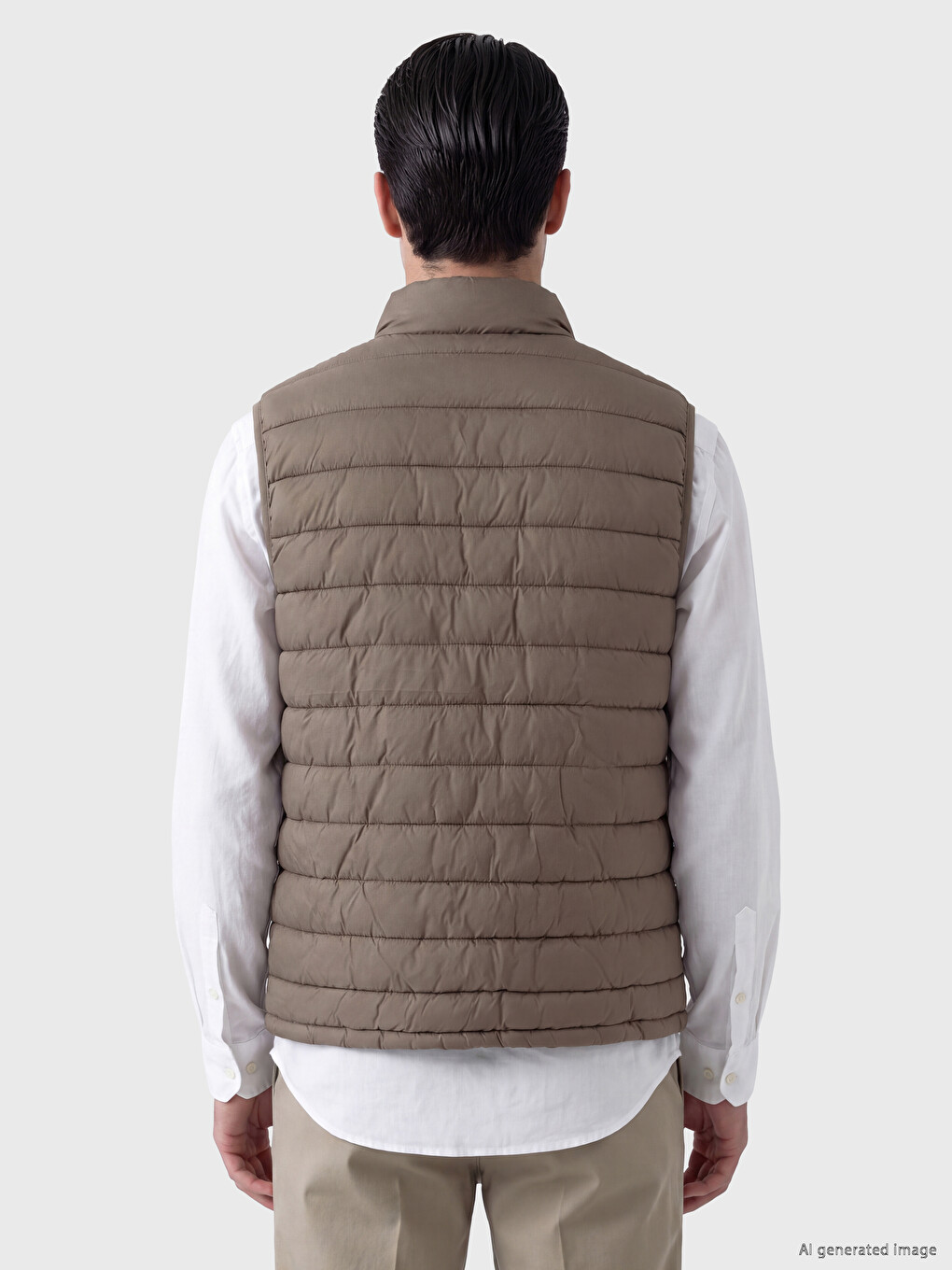 Kahverengi Regular Fit Dik Yaka Erkek Şişme Yelek-2