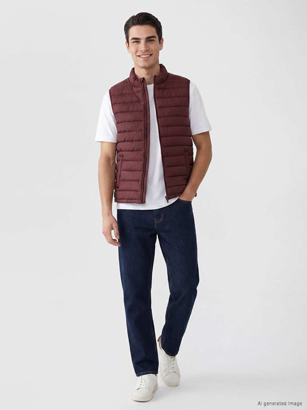 Regular Fit Mock Neck Quilted Men's Puffer Gilet-1