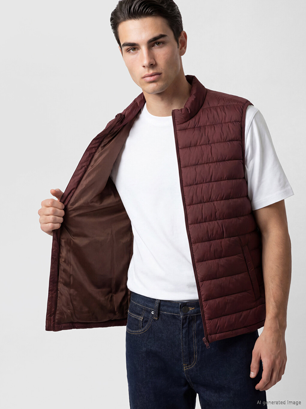 Regular Fit Mock Neck Quilted Men's Puffer Gilet-2