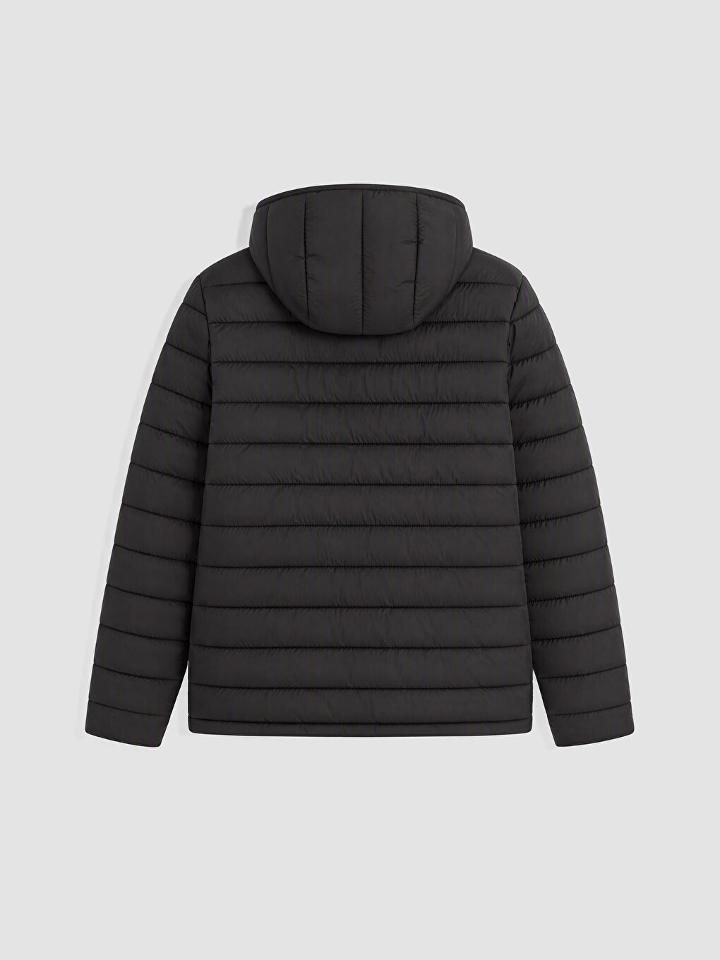 Siyah Regular Fit Kapüşonlu Erkek Şişme Mont-3