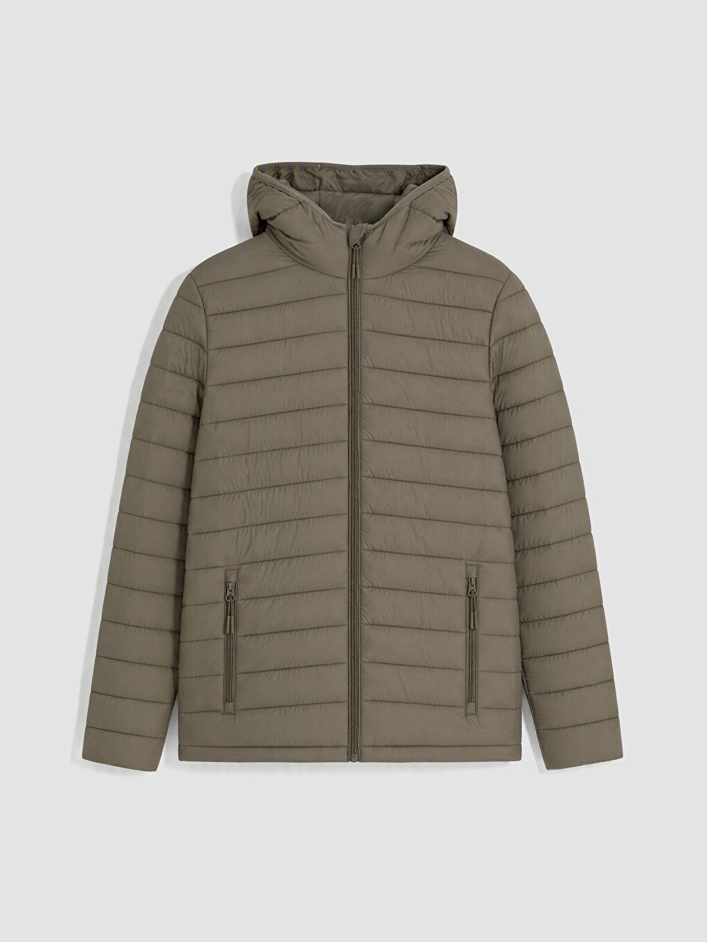 Kahverengi Regular Fit Kapüşonlu Erkek Şişme Mont-3