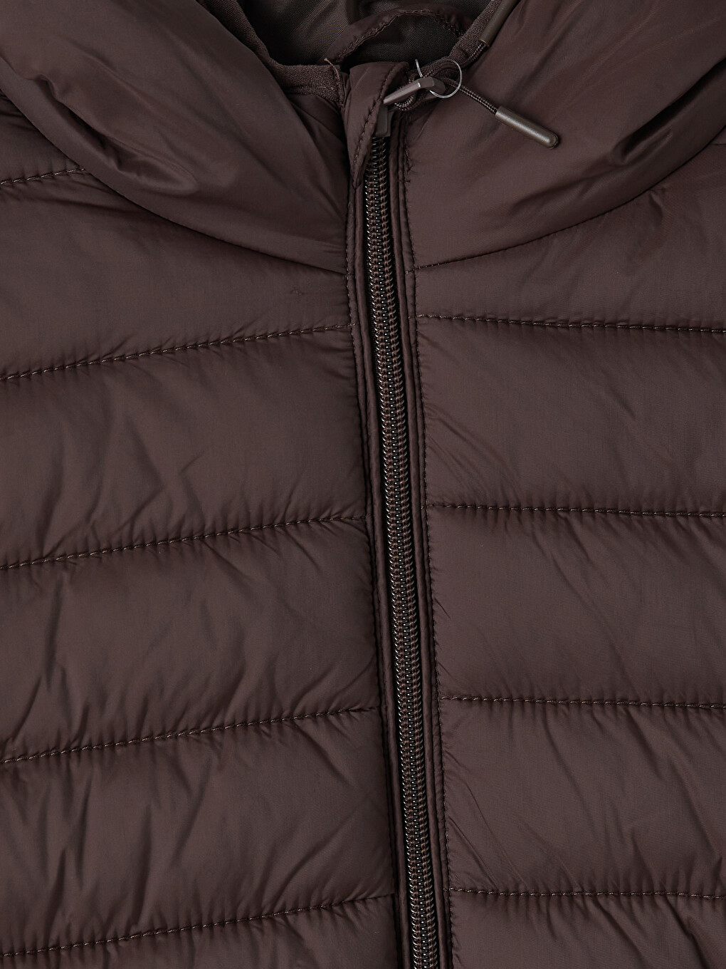 Kahverengi Regular Fit Kapüşonlu Erkek Şişme Mont-4