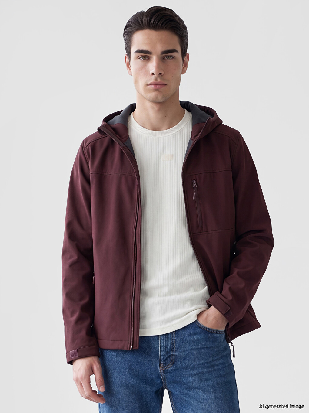Regular Fit Hooded Men's Coat