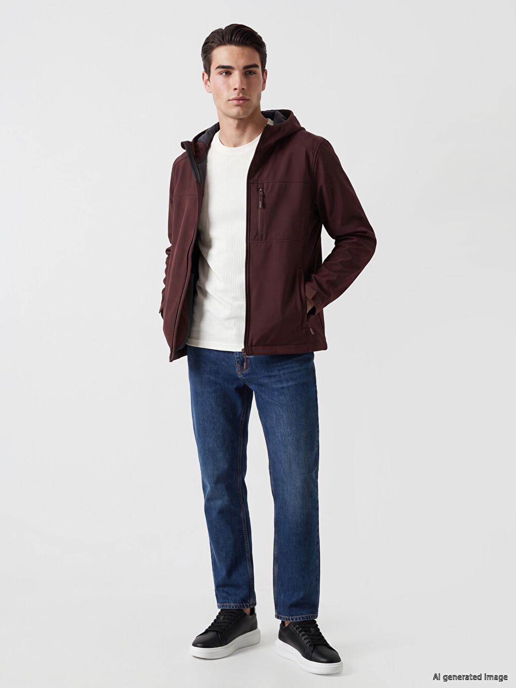Regular Fit Hooded Men's Coat-1
