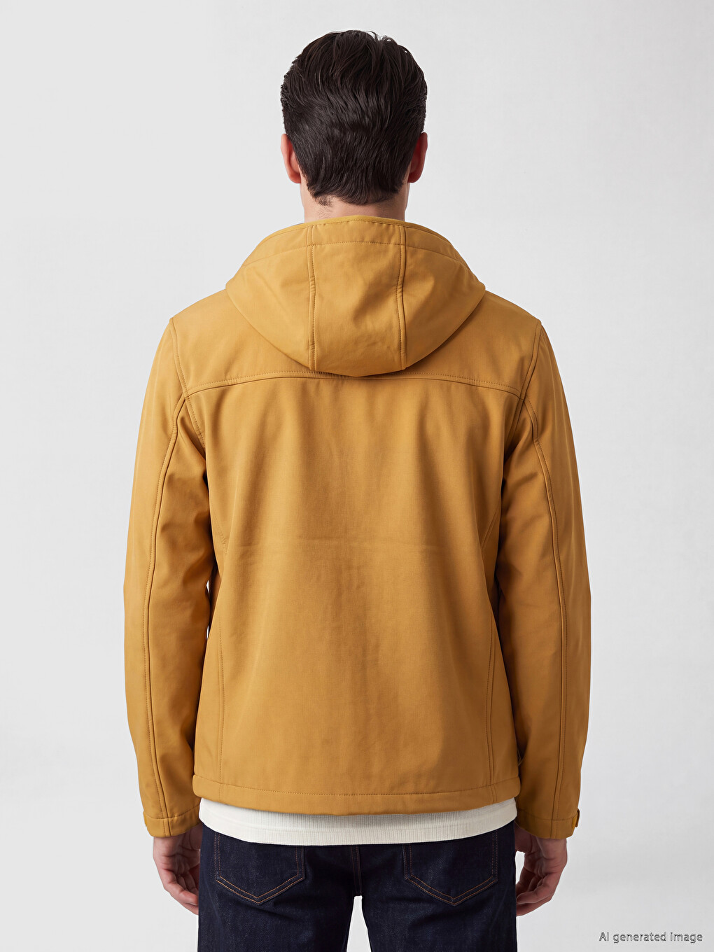 Sarı Regular Fit Kapüşonlu Erkek Ceket-2