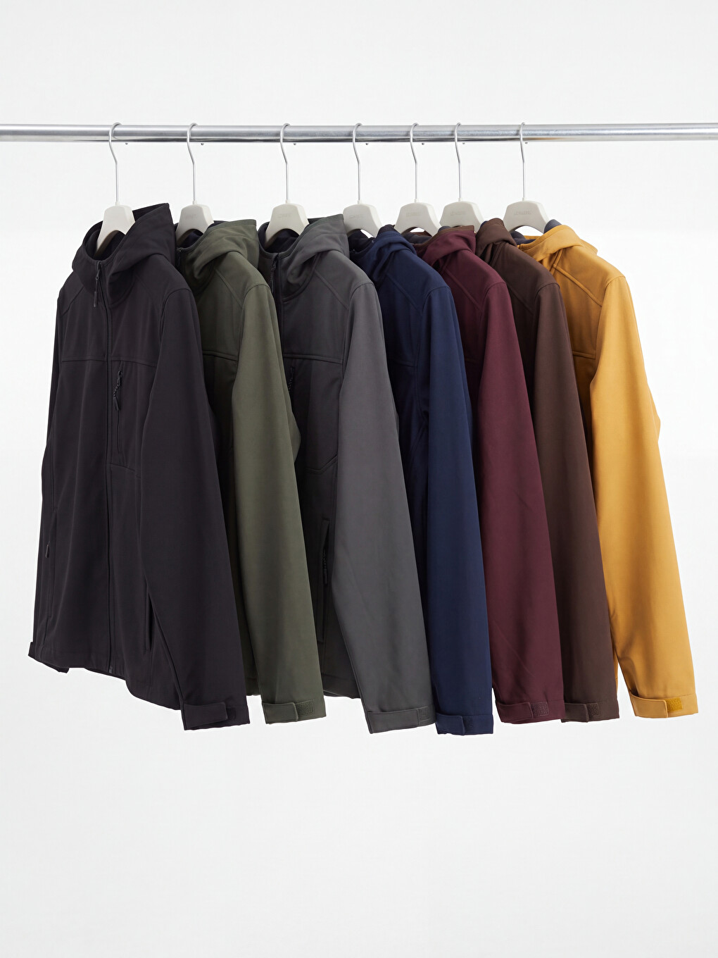 Kahverengi Kapüşonlu Su İtici Erkek Softshell Mont-2