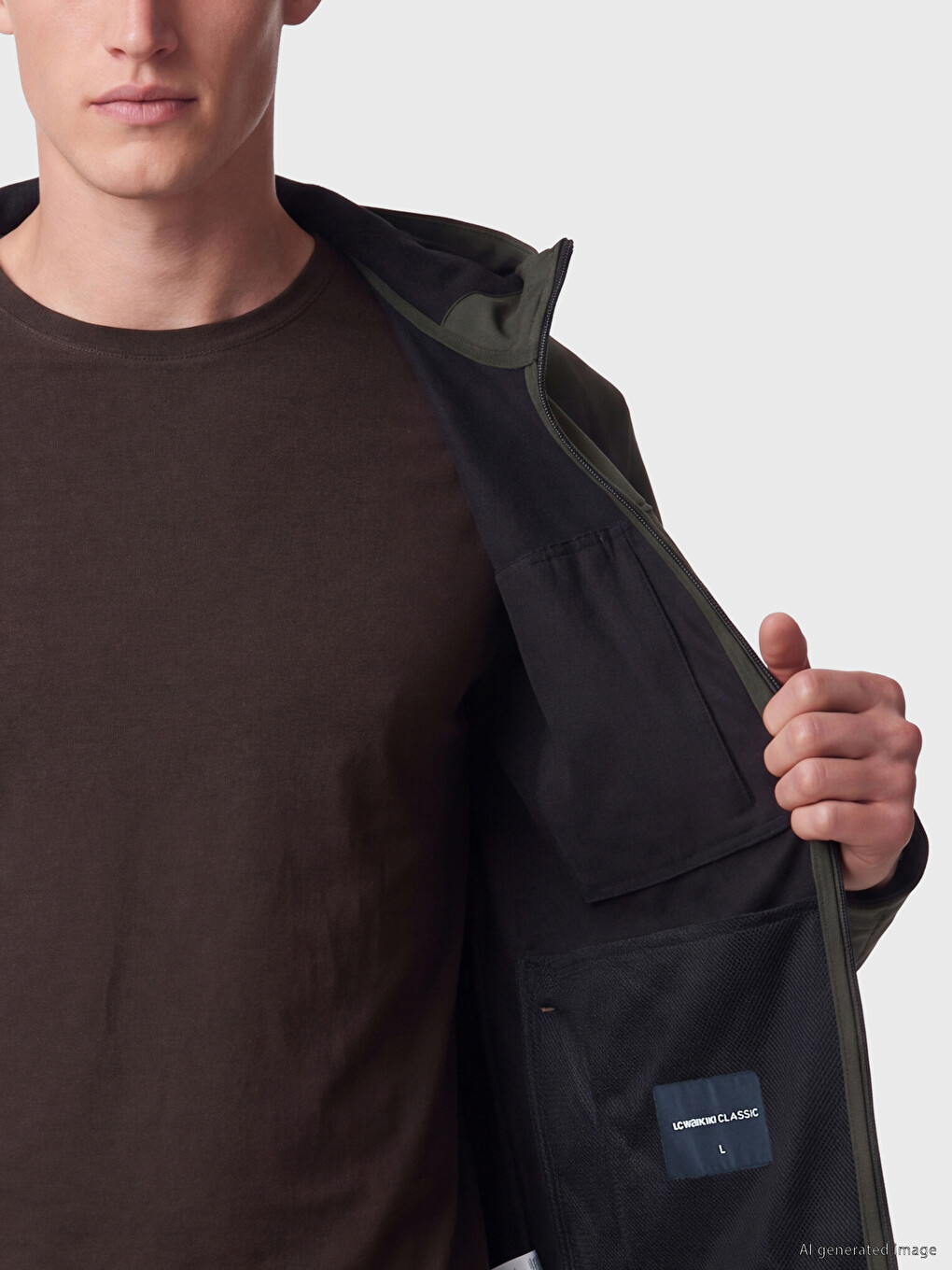 Haki Regular Fit Kapüşonlu Erkek Mont-3