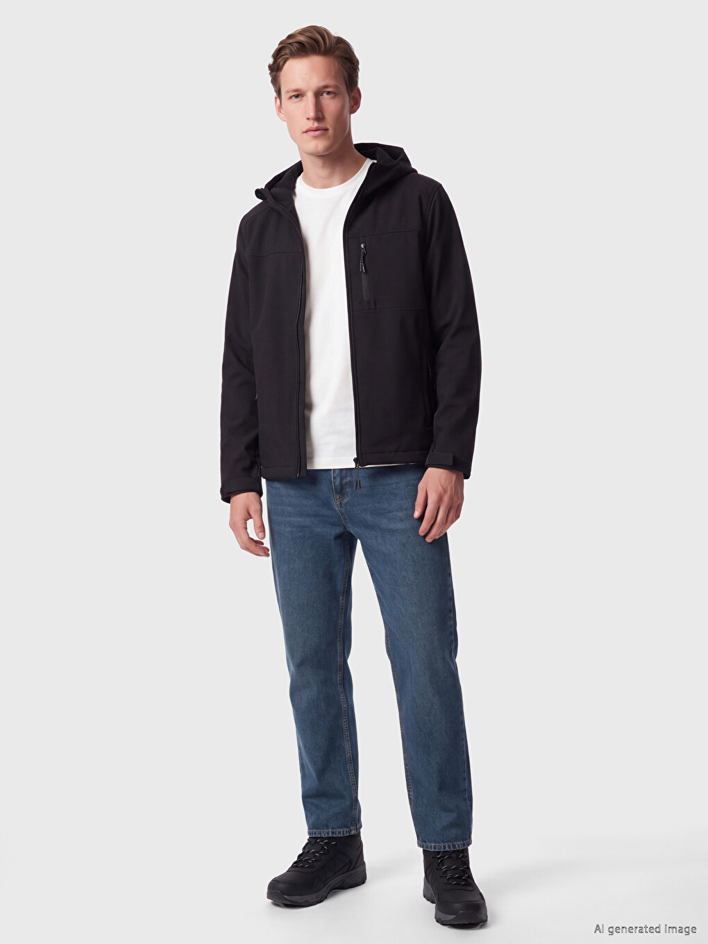 Siyah Regular Fit Kapüşonlu Erkek Mont-1