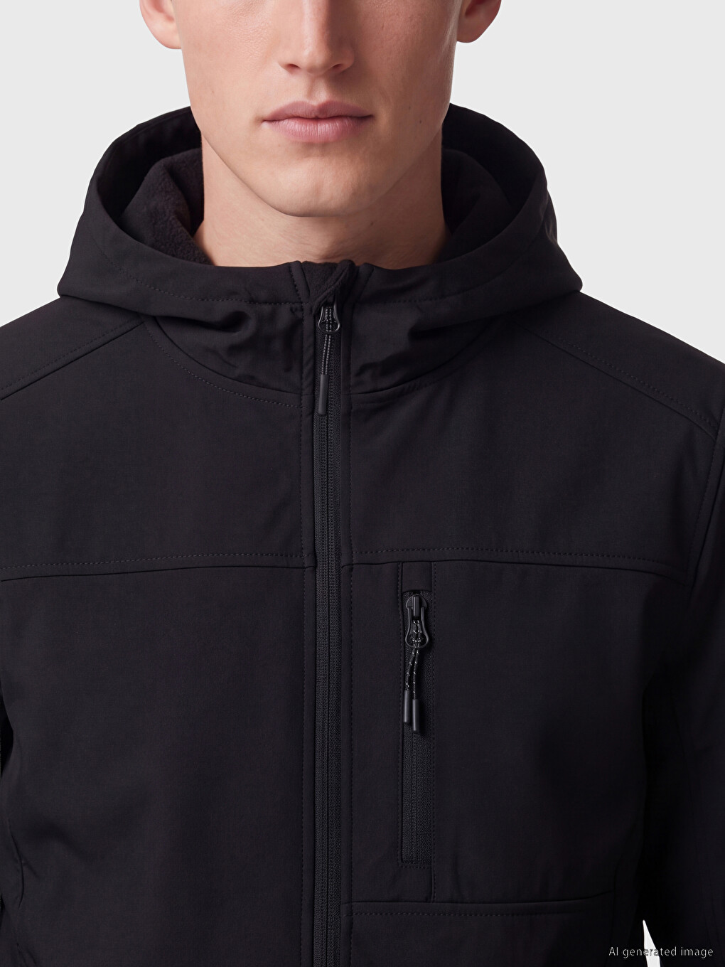 Siyah Regular Fit Kapüşonlu Erkek Mont-2