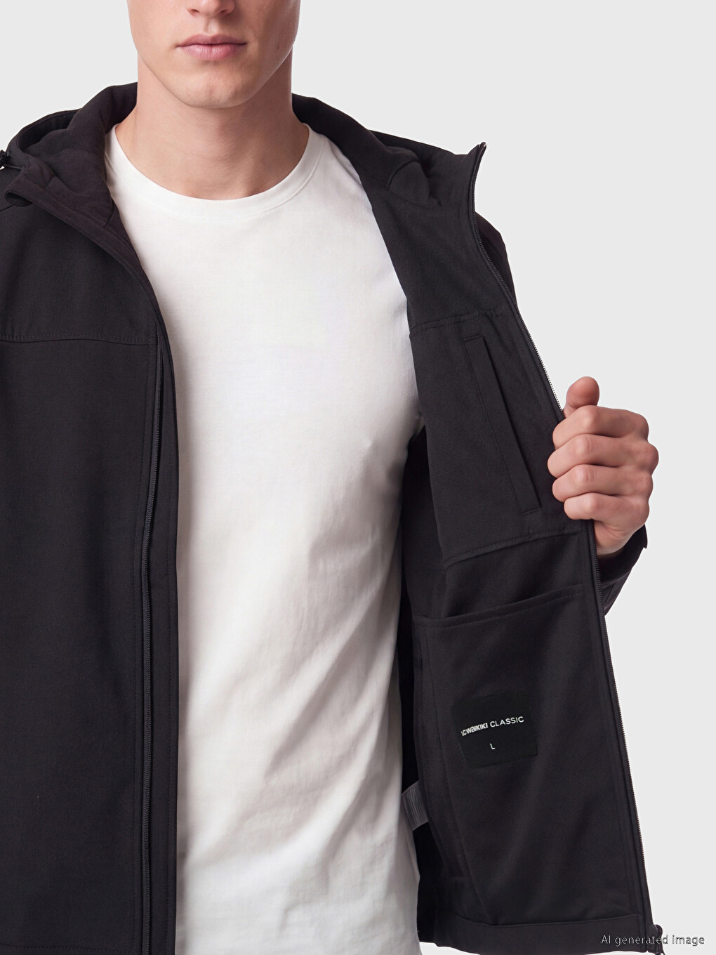 Siyah Regular Fit Kapüşonlu Erkek Mont-3