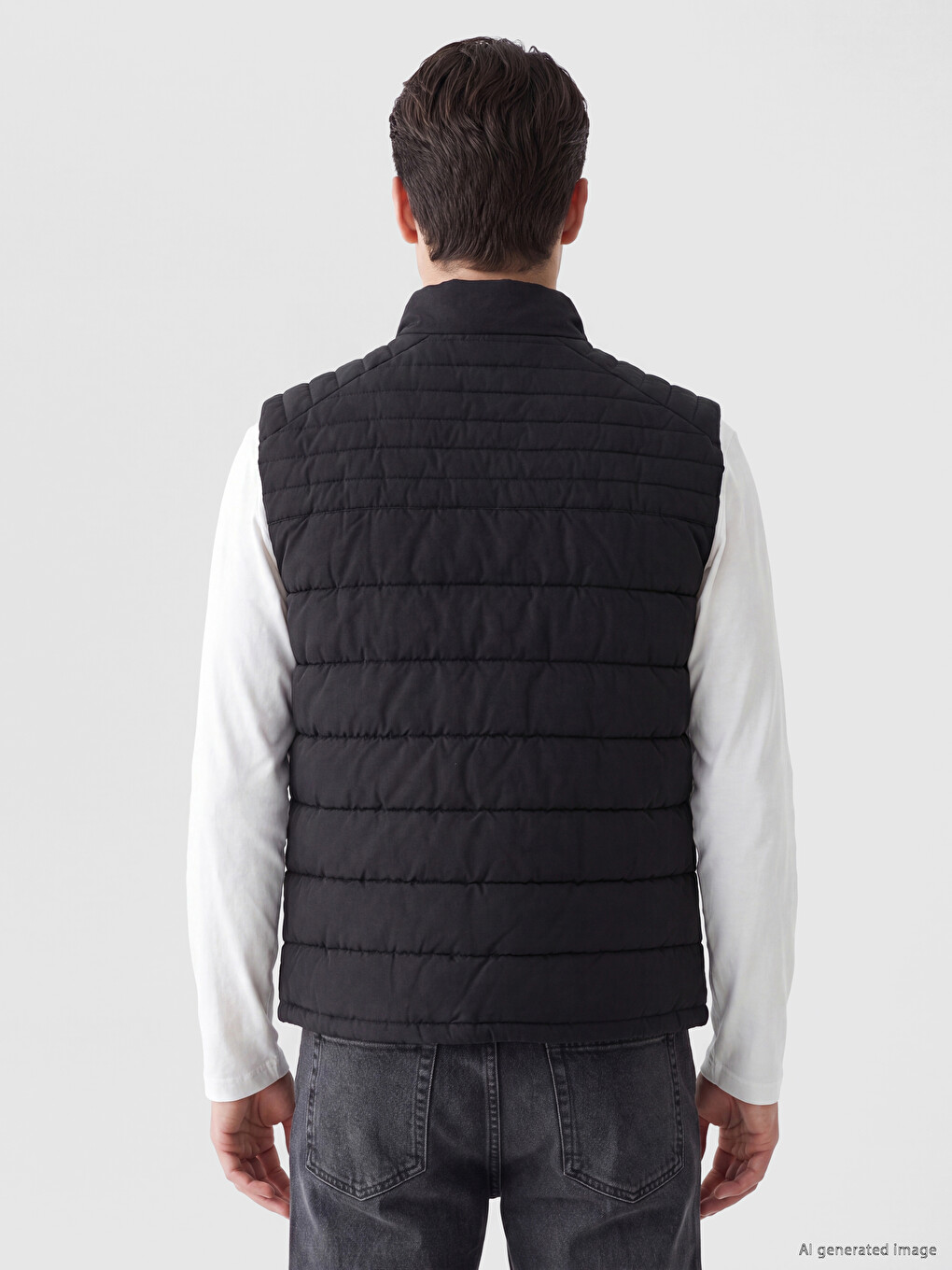 Regular Fit Mock Neck Quilted Men's Vest-2