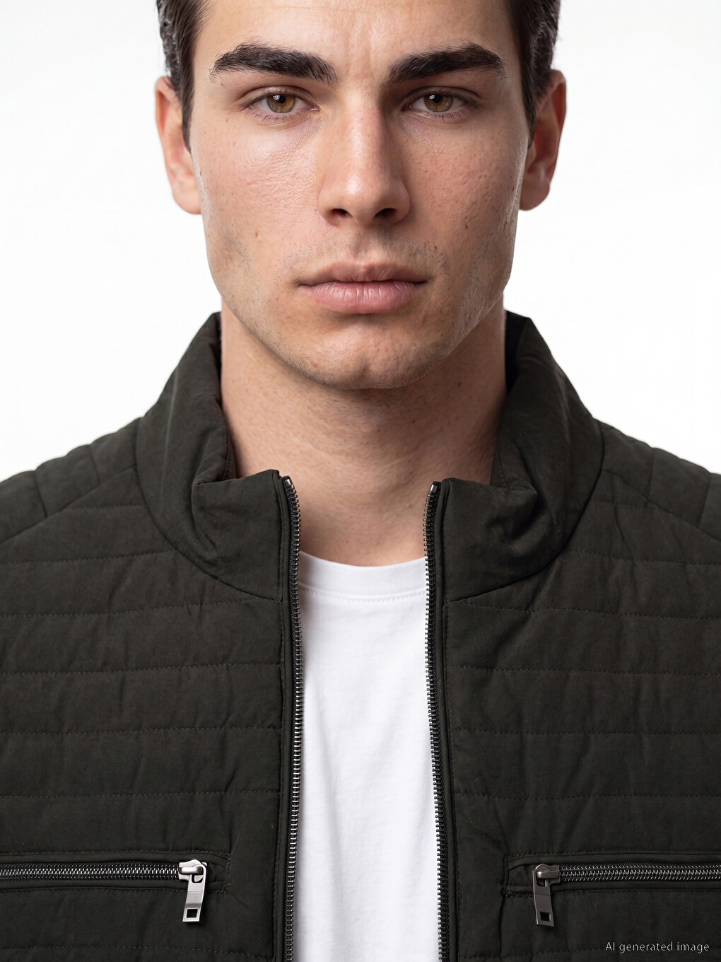 Man Khaki Knit Gilet-2