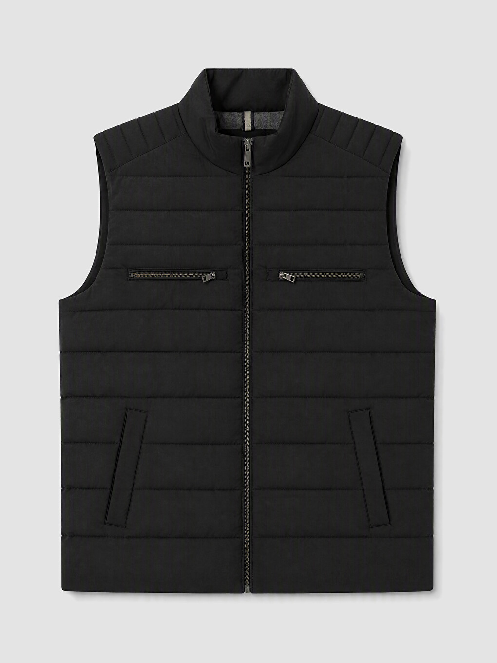 Regular Fit Mock Neck Quilted Men's Vest-3