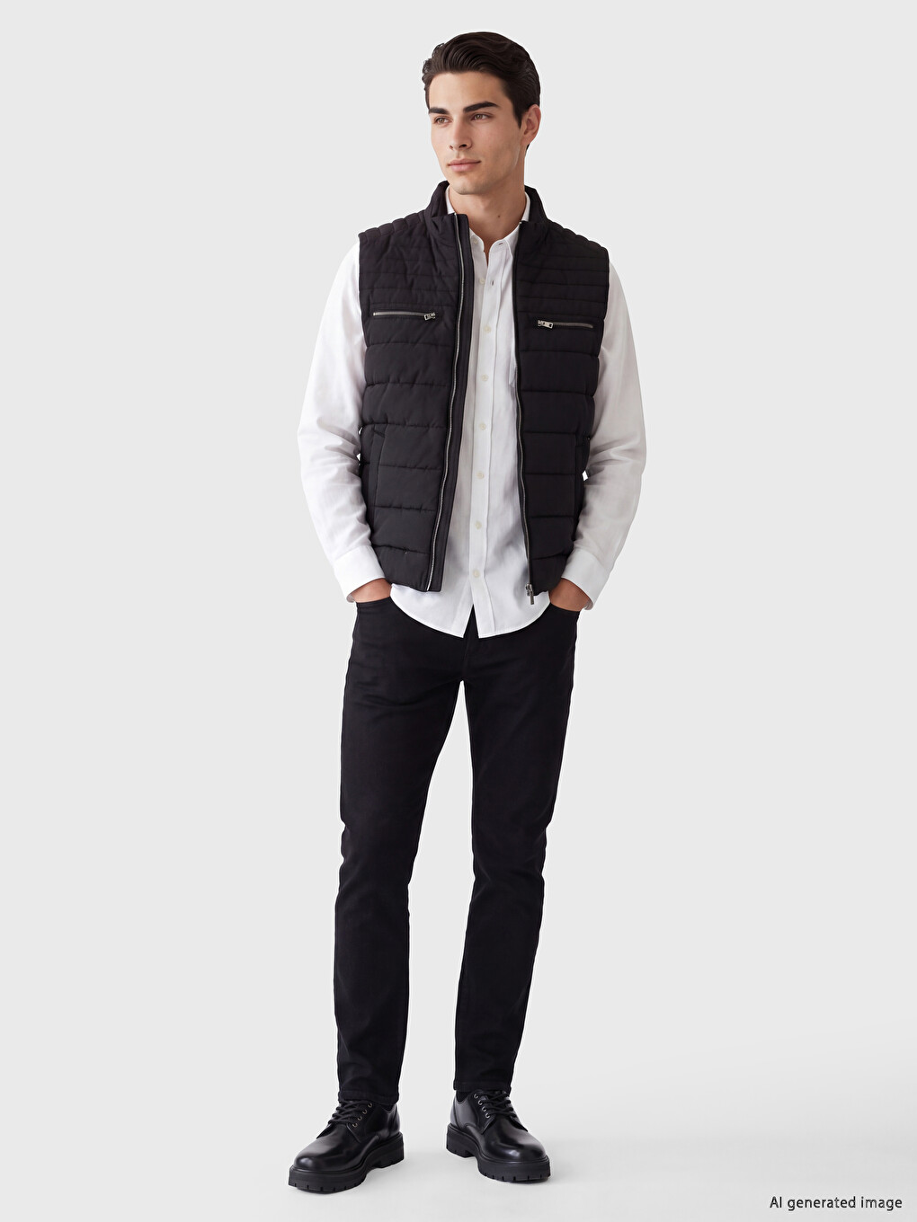 Regular Fit Mock Neck Quilted Men's Vest