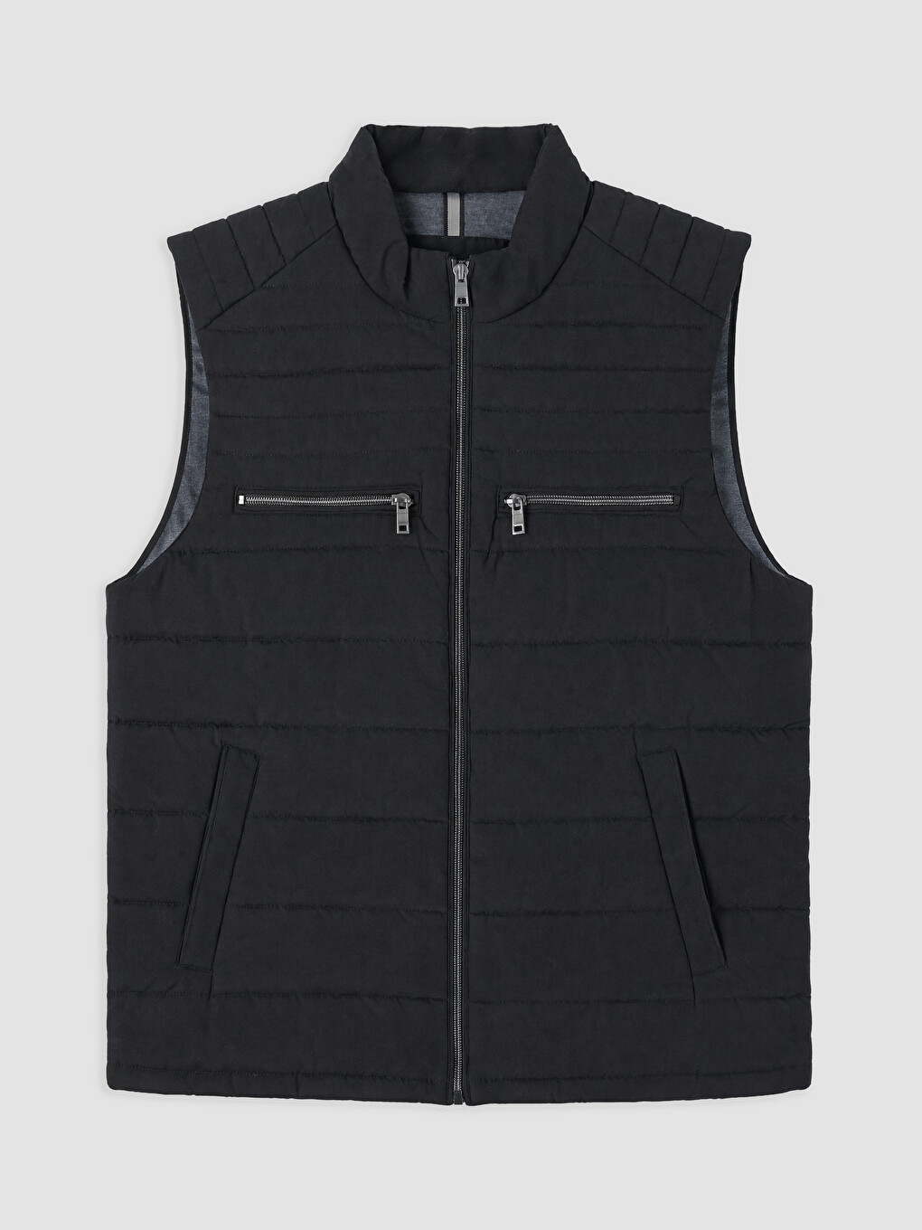 Siyah Regular Fit Dik Yaka Erkek Şişme Yelek-4