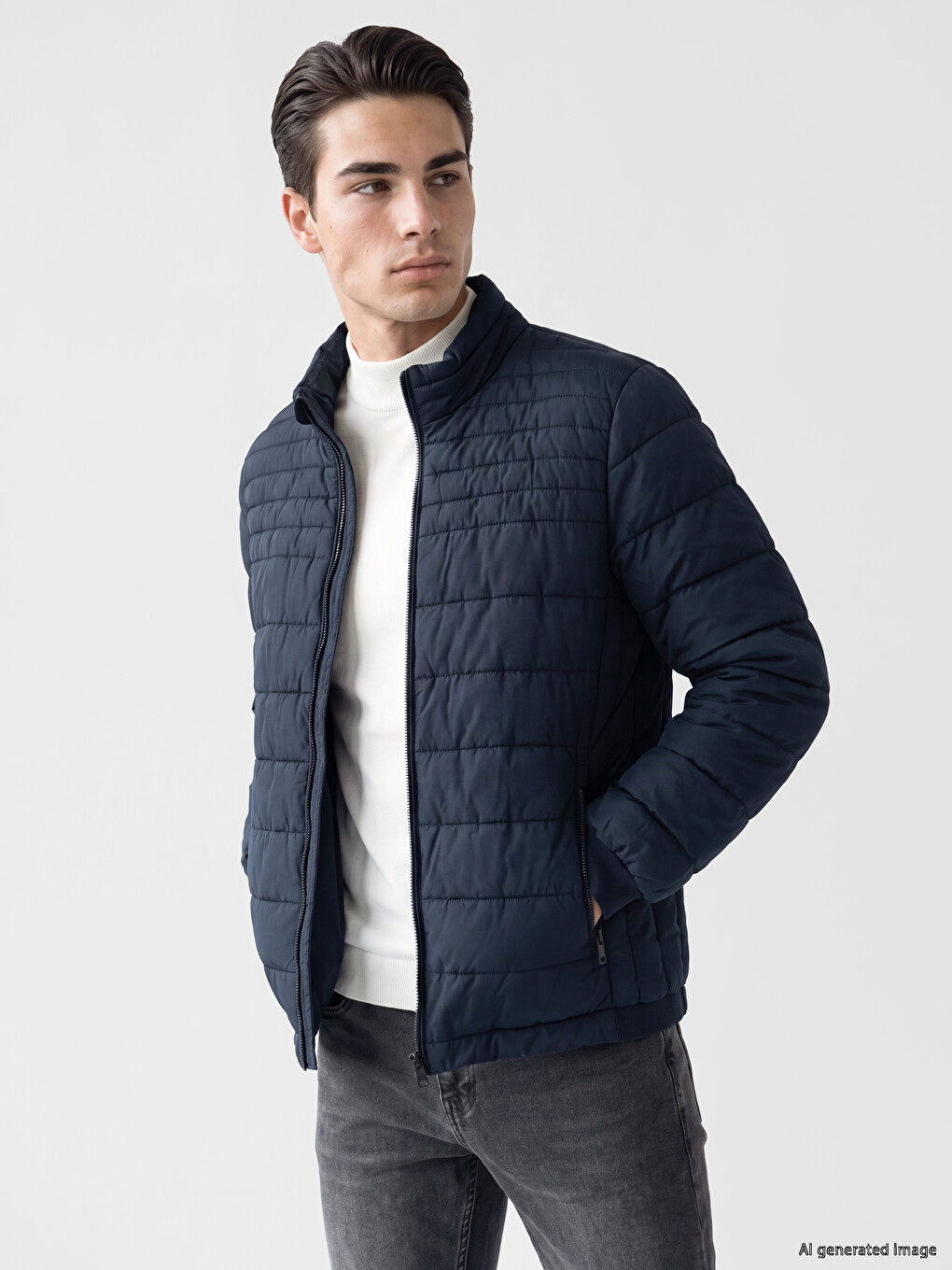 Man Navy Puffer Coat