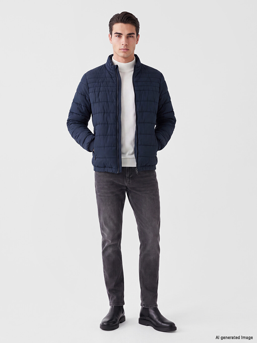 Man Navy Puffer Coat-1