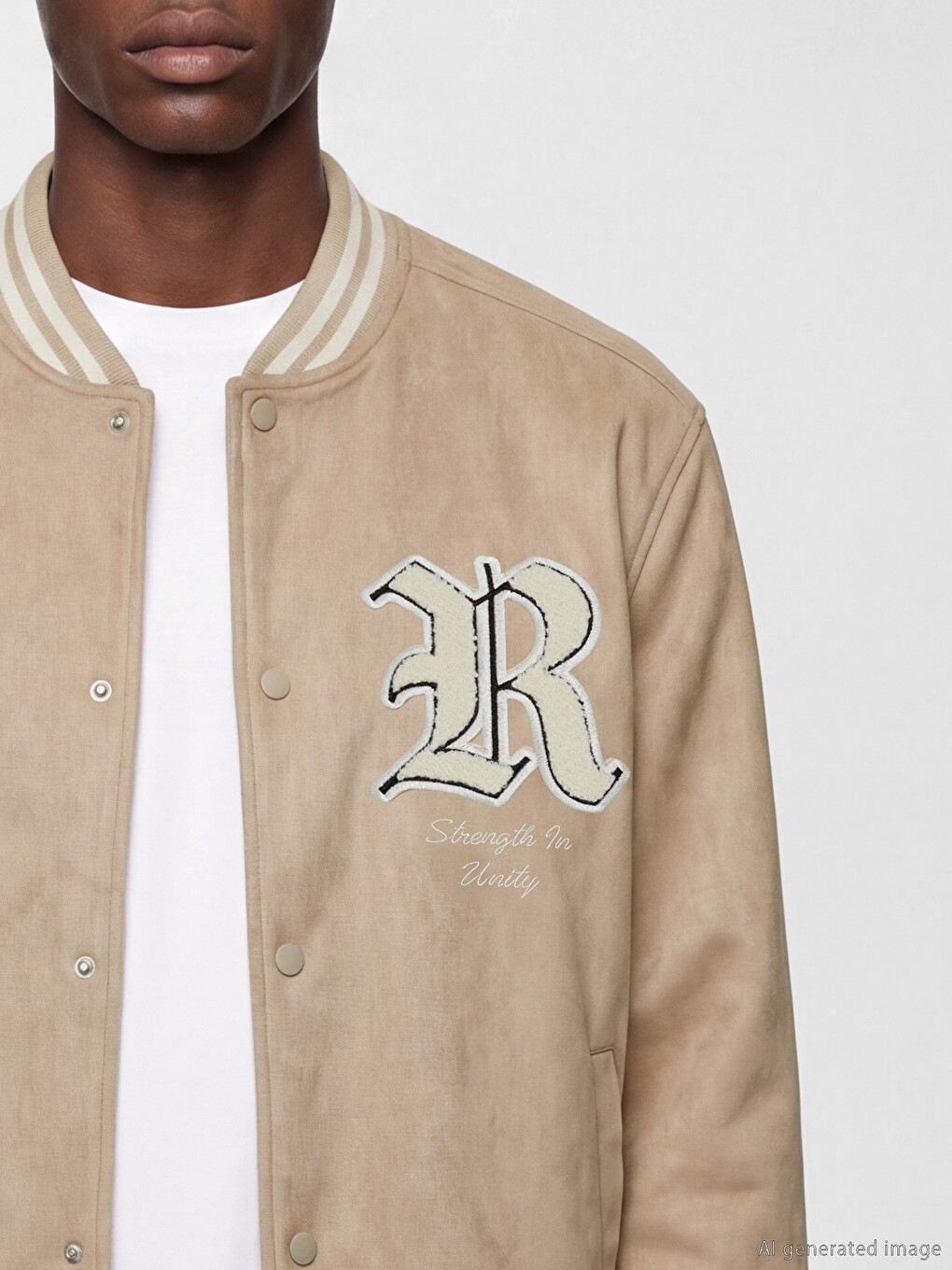 Regular Fit Suede Men's Varsity Jacket-2