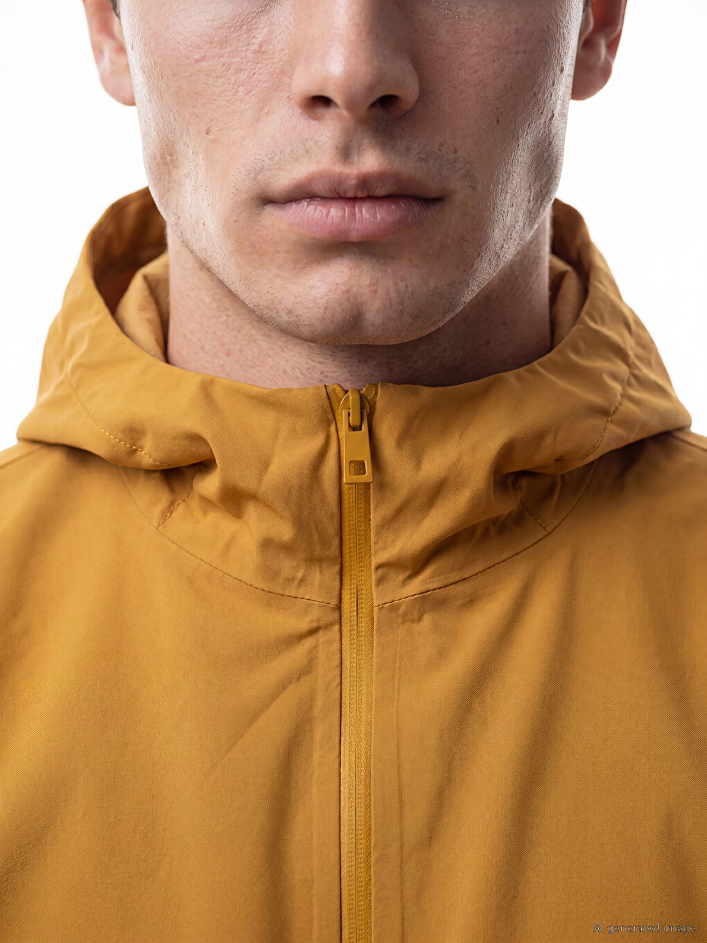 Sarı Regular Fit Kapüşonlu Erkek Yağmurluk-2